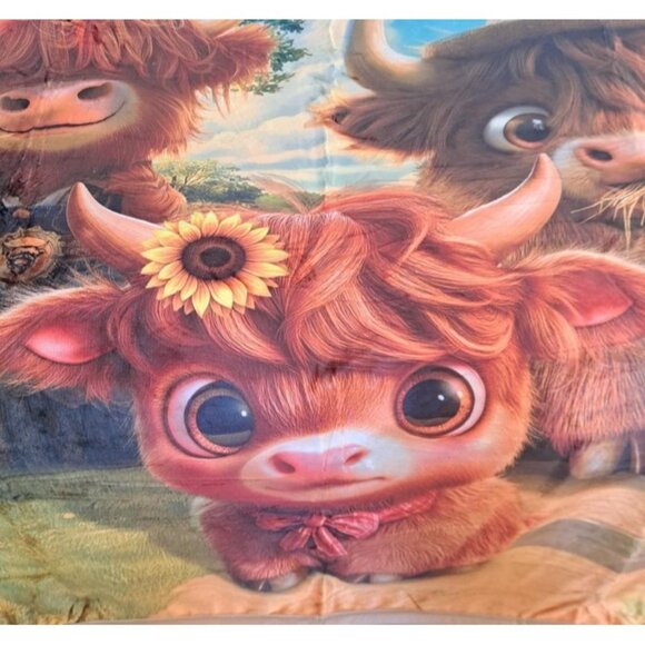 Highland Mini Cow Blanket Calf Sherpa Plush Throw Gift New Farm Barn Scottish - Picture 6 of 9